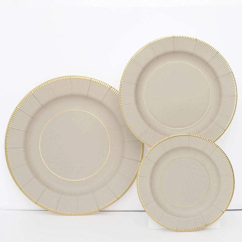 25 Round 13" Disposable Paper Charger Plates with Metallic Rim