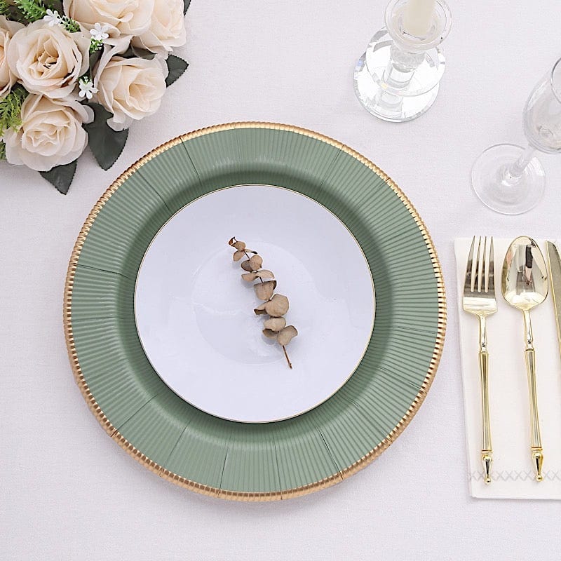 25 Round 13" Disposable Paper Charger Plates with Metallic Rim