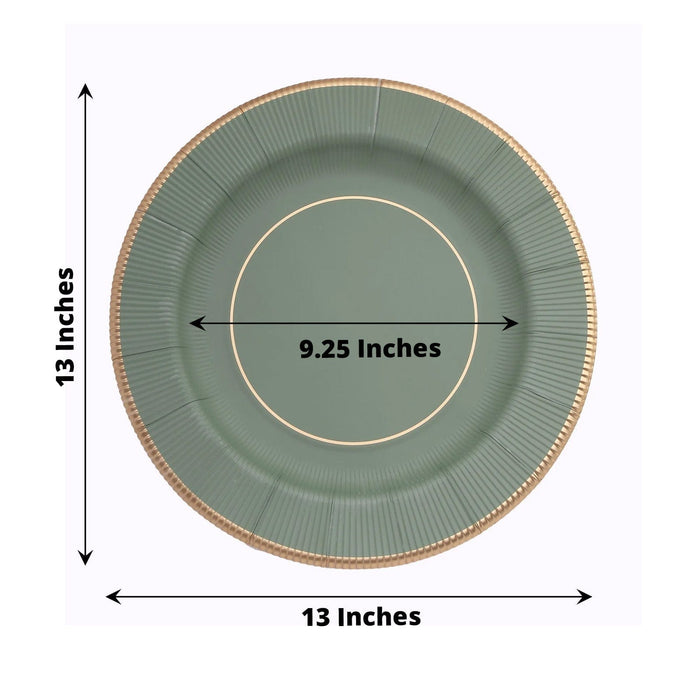 25 Round 13" Disposable Paper Charger Plates with Metallic Rim