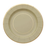 25 Round 13" Disposable Paper Charger Plates with Metallic Rim DSP_CHRG_R0011_KHAKI