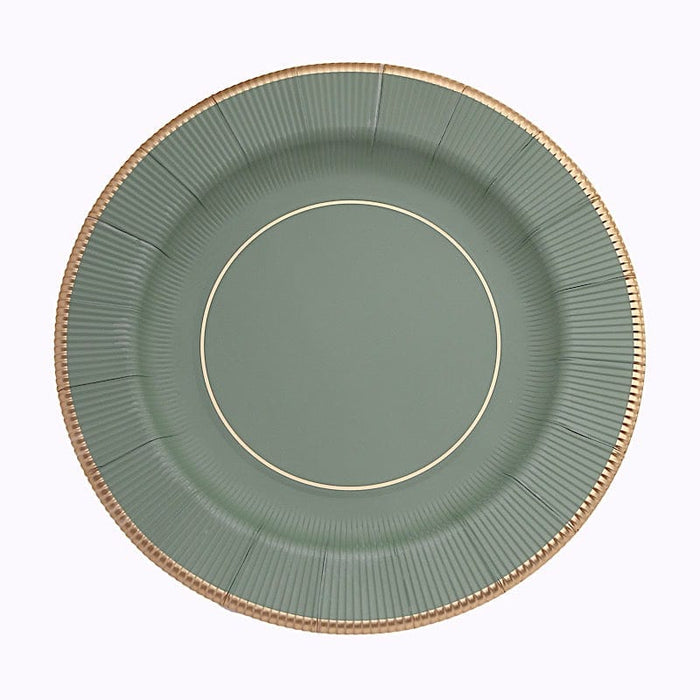 25 Round 13" Disposable Paper Charger Plates with Metallic Rim DSP_CHRG_R0011_SAGE
