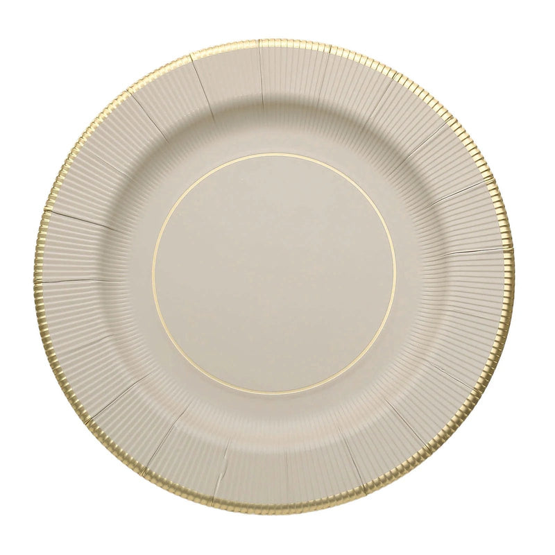 25 Round 13" Disposable Paper Charger Plates with Metallic Rim DSP_CHRG_R0011_TAUP