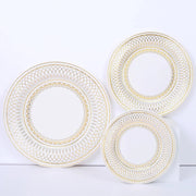 25 Round 13" Vintage Style Paper Serving Plates - Gold and White DSP_CHRG_R0021_WHTGD