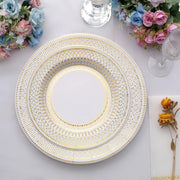 25 Round 13" Vintage Style Paper Serving Plates - Gold and White DSP_CHRG_R0021_WHTGD