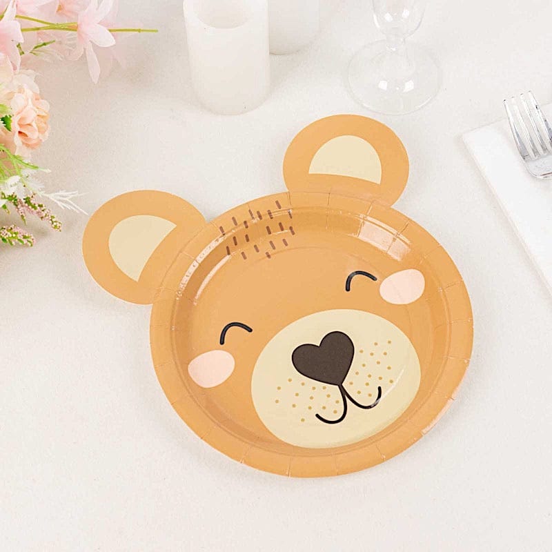 25 Round 7" Teddy Bear Dessert Appetizer Paper Plates - Brown DSP_PPR0019_7_BRN