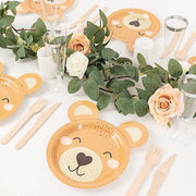 25 Round 7" Teddy Bear Dessert Appetizer Paper Plates - Brown DSP_PPR0019_7_BRN