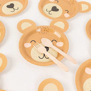 25 Round 7" Teddy Bear Dessert Appetizer Paper Plates - Brown DSP_PPR0019_7_BRN