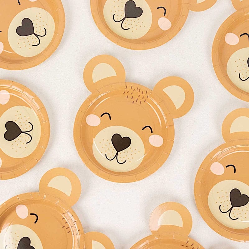 25 Round 7" Teddy Bear Dessert Appetizer Paper Plates - Brown DSP_PPR0019_7_BRN