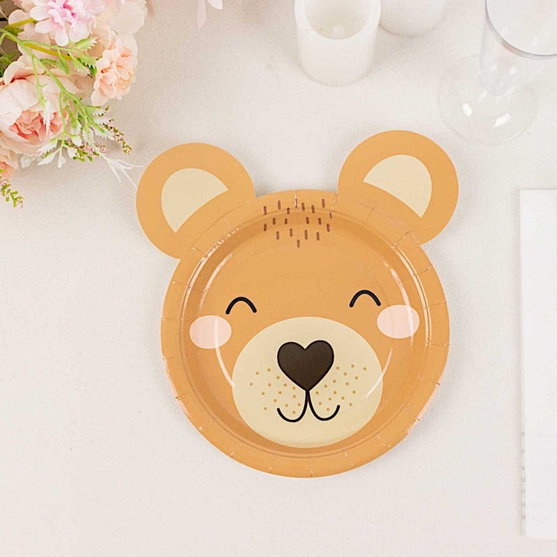 25 Round 7" Teddy Bear Dessert Appetizer Paper Plates - Brown DSP_PPR0019_7_BRN