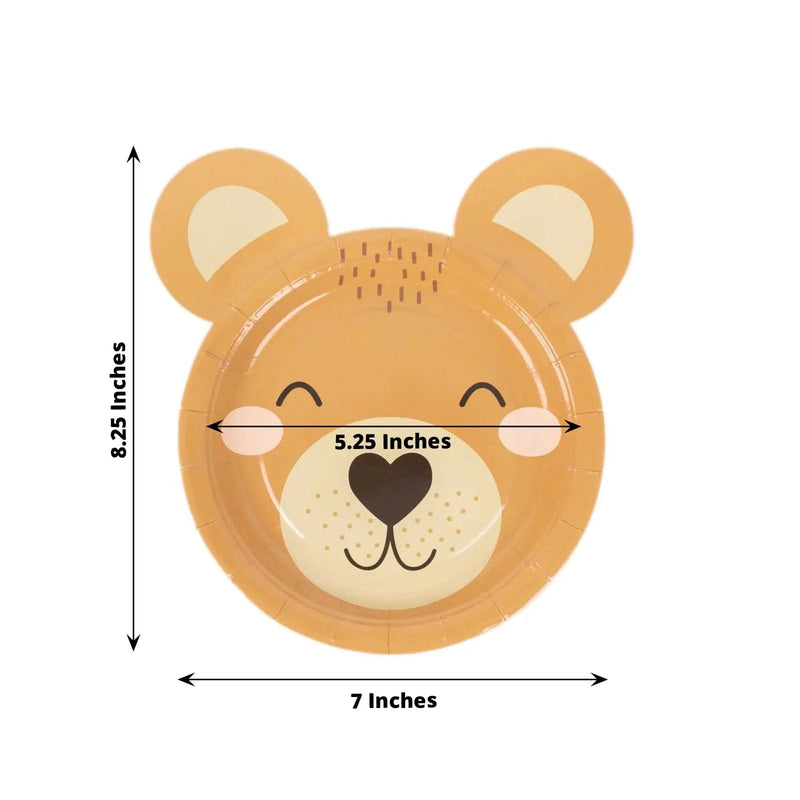 25 Round 7" Teddy Bear Dessert Appetizer Paper Plates - Brown DSP_PPR0019_7_BRN