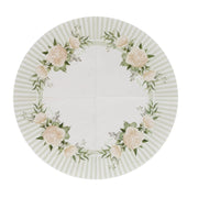 25 Round Paper Napkins with Floral Lined Pattern - White Sage Green NAP_BEV29_SAGE