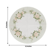 25 Round Paper Napkins with Floral Lined Pattern - White Sage Green NAP_BEV29_SAGE