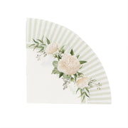25 Round Paper Napkins with Floral Lined Pattern - White Sage Green NAP_BEV29_SAGE