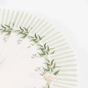 25 Round Paper Napkins with Floral Lined Pattern - White Sage Green NAP_BEV29_SAGE