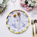 25 Round Paper Salad Dinner Plates with Gold Wavy Rim - Disposable Tableware