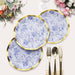 25 Round Paper Salad Dinner Plates with Gold Wavy Rim - Disposable Tableware