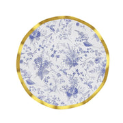 25 Round Paper Salad Dinner Plates with Gold Wavy Rim - Disposable Tableware DSP_PPR0018_8_BLUGD