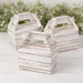 25 Rustic Party Favor Gift Gable Boxes with Wood Plank Pattern - White BOX_4X5_TOTE04_WHT