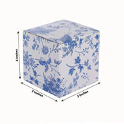 25 Square 3" x 3" Favor Boxes Floral Printed Gift Holders - White
