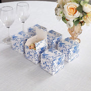 25 Square 3" x 3" Favor Boxes Floral Printed Gift Holders - White