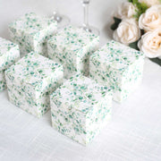 25 Square 3" x 3" Favor Boxes Floral Printed Gift Holders - White