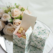 25 Square 3" x 3" Favor Boxes Floral Printed Gift Holders - White