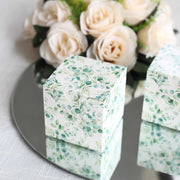25 Square 3" x 3" Favor Boxes Floral Printed Gift Holders - White