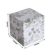 25 Square 3" x 3" Favor Boxes Floral Printed Gift Holders - White