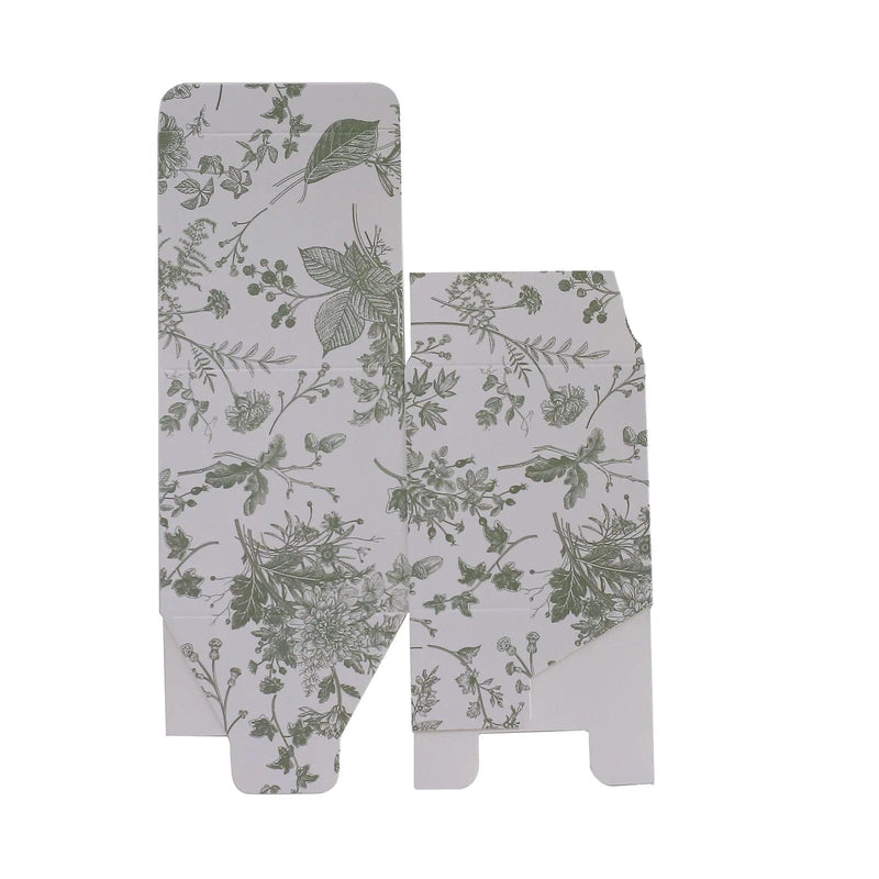 25 Square 3" x 3" Favor Boxes Floral Printed Gift Holders - White