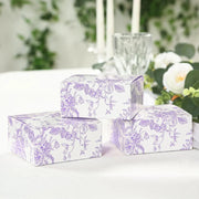 25 Square 4" x 4" Favor Boxes Floral Printed Gift Holders - White