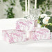 25 Square 4" x 4" Favor Boxes Floral Printed Gift Holders - White