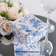 25 Square 4" x 4" Favor Boxes Floral Printed Gift Holders - White