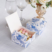25 Square 4" x 4" Favor Boxes Floral Printed Gift Holders - White