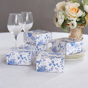 25 Square 4" x 4" Favor Boxes Floral Printed Gift Holders - White