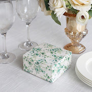 25 Square 4" x 4" Favor Boxes Floral Printed Gift Holders - White