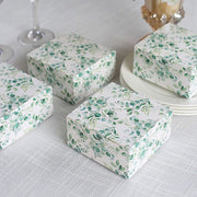 25 Square 4" x 4" Favor Boxes Floral Printed Gift Holders - White