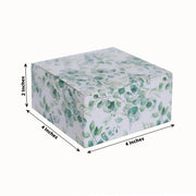 25 Square 4" x 4" Favor Boxes Floral Printed Gift Holders - White