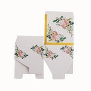 25 Square 4" x 4" Favor Boxes Floral Printed Gift Holders - White