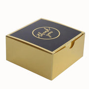 25 Square 4" x 4" x 2" "Thank You" Print Paper Gift Boxes - Black and Gold BOX_4X4X2_GDBK