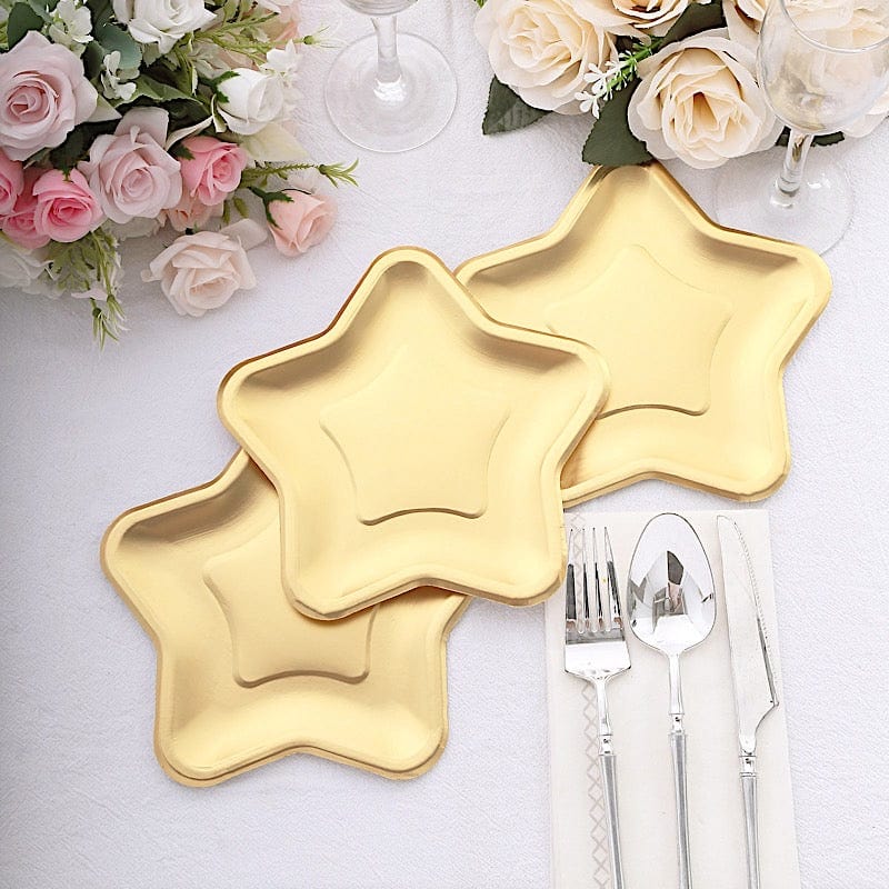 25 Star Shaped Dessert Appetizer Paper Plates - Gold