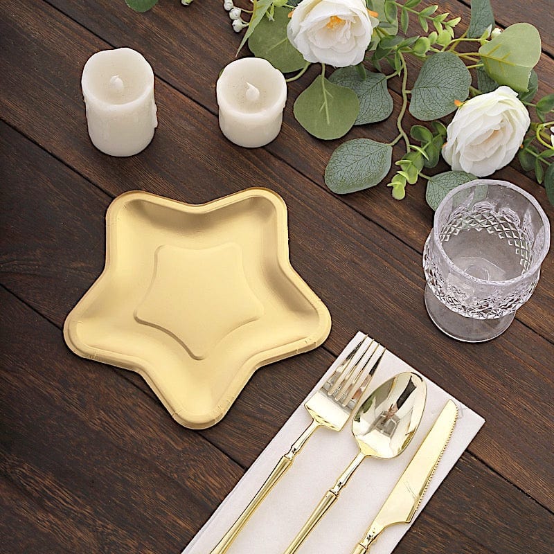 25 Star Shaped Dessert Appetizer Paper Plates - Gold