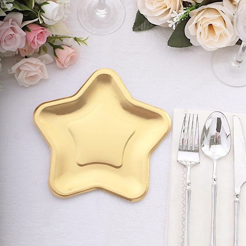 25 Star Shaped Dessert Appetizer Paper Plates - Gold