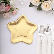 25 Star Shaped Dessert Appetizer Paper Plates - Gold