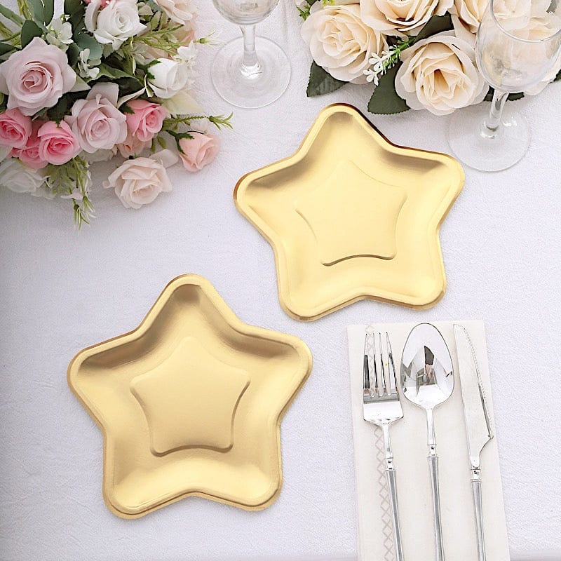 25 Star Shaped Dessert Appetizer Paper Plates - Gold