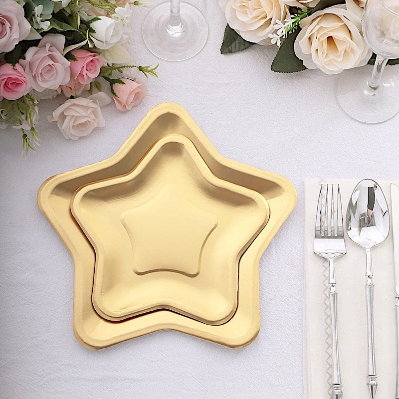 25 Star Shaped Dessert Appetizer Paper Plates - Gold