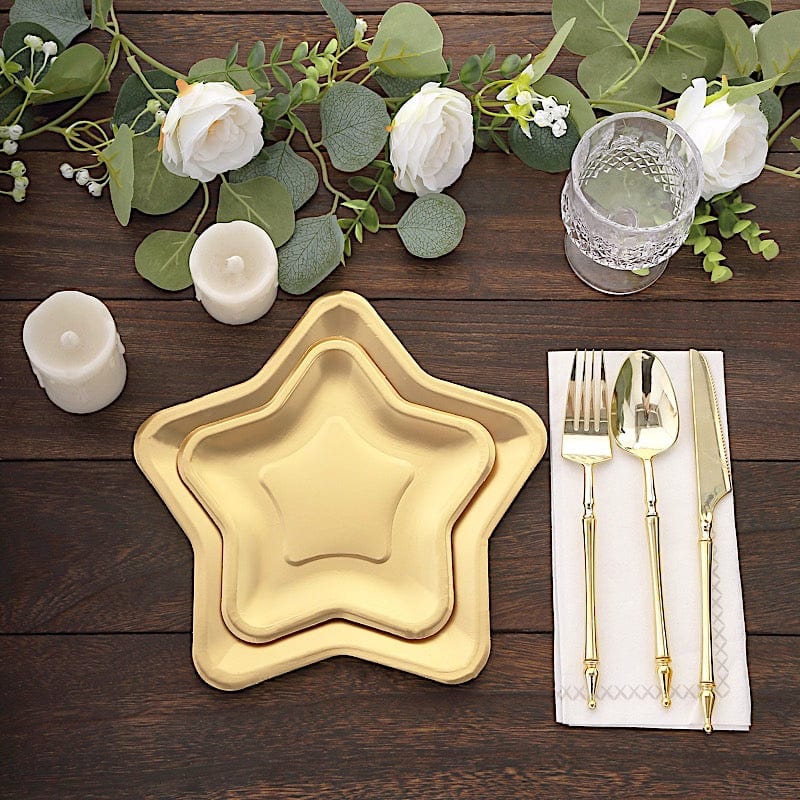 25 Star Shaped Dessert Appetizer Paper Plates - Gold