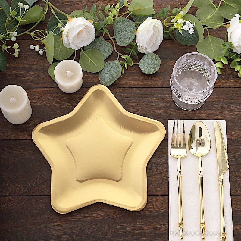 25 Star Shaped Dessert Appetizer Paper Plates - Gold