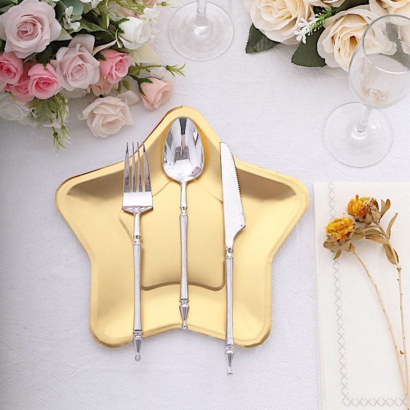 25 Star Shaped Dessert Appetizer Paper Plates - Gold