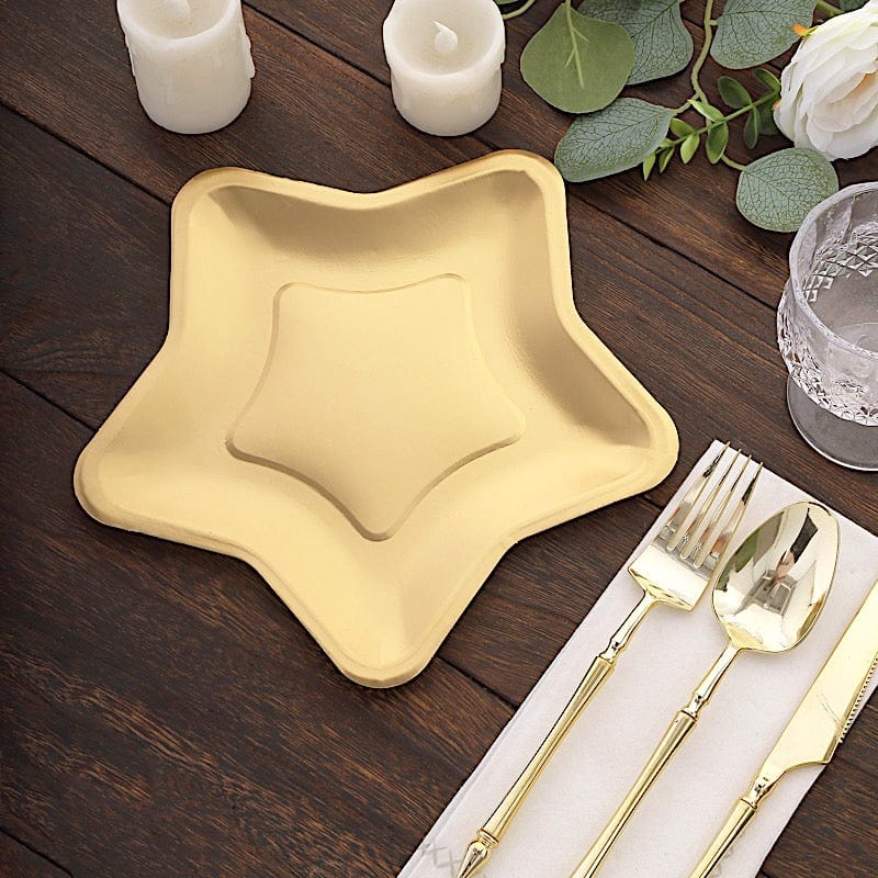 25 Star Shaped Dessert Appetizer Paper Plates - Gold