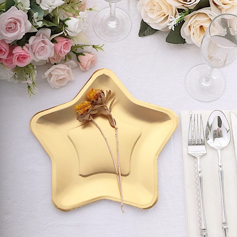 25 Star Shaped Dessert Appetizer Paper Plates - Gold